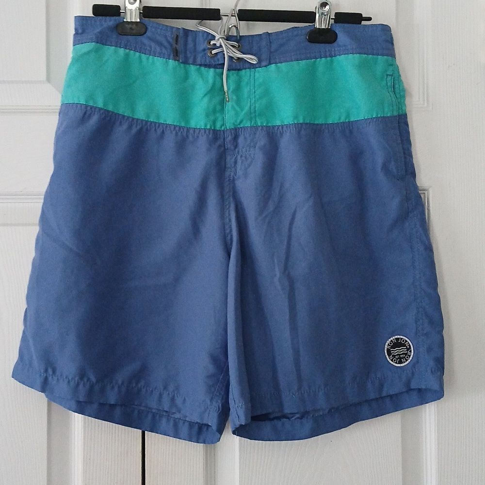 Ron Jon Surf Shop swim trunks blue and green trunks Sz L NWOT